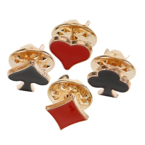 DRESSOOS 4 Stück Teiliges Spielkarten Brosche Anstecknadel Mini Ansteckpin für Mode und Dekoration für Anzüge Jacken und Rucksäcke Kreatives für Kartenliebhaber von DRESSOOS