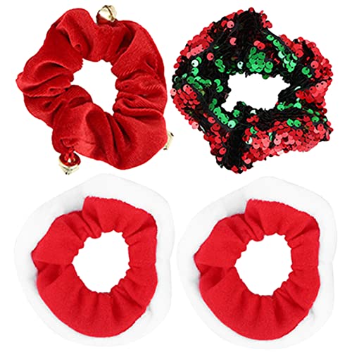 DRESSOOS 4stücke Weihnachts-haarbänder Für Frauen Elastische Haargummis Mit Festlichen Motiven Für Ponytail- Für Weihnachtsfeiern Und Festliche Anlässe von DRESSOOS