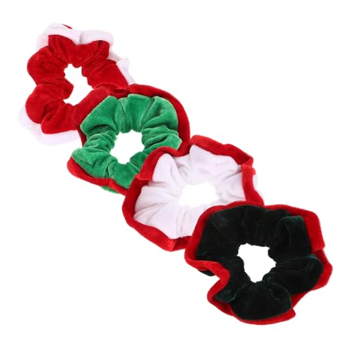 DRESSOOS Weihnachts-haargummis 4 Stück Weihnachtliche Haarbänder Elastischer Pferdeschwanzhalter Bequem Für Frauen Und Mädchen von DRESSOOS