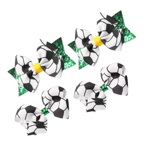 DRESSOOS 4 Stück Haarschleife Haarklammer kinder haarschmuck cute hair clips Fußball Haar Klammern Haarband-Clip Schleifenspangenclips für Damen Sport Haarspangen Klauenclip Krawatte von DRESSOOS