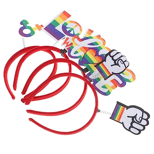 DRESSOOS 4 Stück lgbt-Stirnband light fronleichnam lgbt stolz zubehör Geschenke für Männer Tiara Stirnbänder für Männer Pride Month Stirnband Pride-Accessoires leer Gürtel Haarschmuck Damen von DRESSOOS