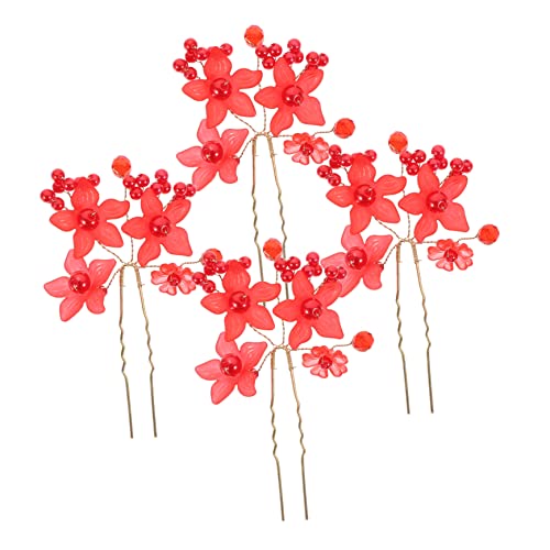 DRESSOOS 4 Stücke Frosted Blume Haar Braut Haar Zubehör Chinesischen Stil Haarnadel Braut Haar Pin von DRESSOOS