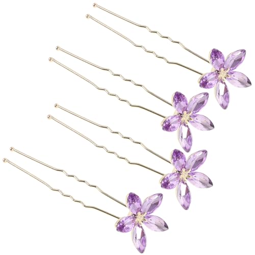 DRESSOOS 4-teiliges Haarset Mit Strasssteinen U-form Haarschmuck Für Hochzeiten Für Frauen Braut-kopfschmuck Brautjungfern-haarnadel Schmuck Haarschmuck von DRESSOOS