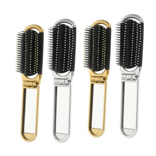 DRESSOOS 4stücke Faltbare Haarbürste Teiliges Mit Spiegel Tragbare Massagebürste Für Reisen Kompakte Haarbürste Für Unterwegs Für Männer Und Frauen von DRESSOOS