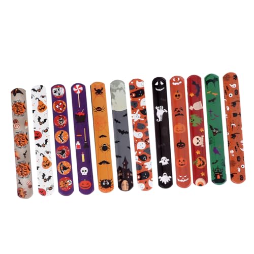 DRESSOOS 48 Stück Armbänder Für Armbänder Kreative Handgelenksgeschenke Themendekoration Riemen Halloween Kinderbedarf Armband Kinderparty Slap Zufällige Farbe von DRESSOOS