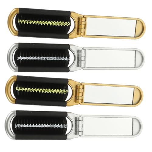 DRESSOOS 4stücke Faltbare Haarbürste Mit Spiegel Tragbare Mini-kosmetikbürste Für Reise Damen Und Für Unterwegs Mit Sanften Nylonborsten Und Kompaktem Design von DRESSOOS