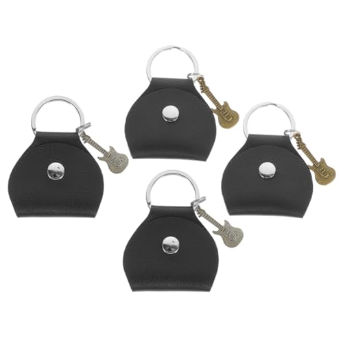 DRESSOOS 4stücke Gitarrenplektrum-Aufbewahrungstasche Aus Leder Mit Schlüsselanhänger Tragbarer Gitarrenplektrum-Organizer Platz Für Verschiedene von DRESSOOS