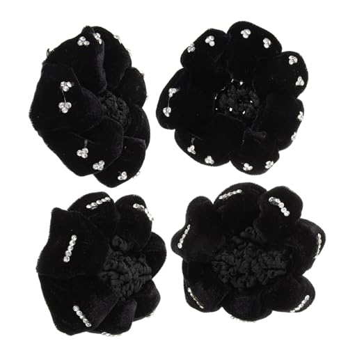 DRESSOOS 4stücke Haarknoten Abdecknetz Für Frauen Stilvolles Haarnetz Für Ballett Schwarz Mit Strass Dutt Haarzubehör Für Formelle Anlässe Und Tanz von DRESSOOS