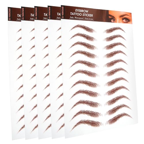 DRESSOOS 5blätter Wasserfeste Augenbrauenaufkleber Braun Simulation Augenbrauentattoos Augenbrauenstickerei Für Make-up Zubehör Künstliche Augenbrauen Abziehbare Augenbrauenformung von DRESSOOS