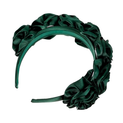 DRESSOOS Flannelette Haarband Mit Breitem Rand Und Blumenmuster Für Frauen Und Mädchen Dunkelgrün Für Partys Cosplay Und Alltag Rutschfest Bequem Und Leicht Aus Strapazierfähigem von DRESSOOS