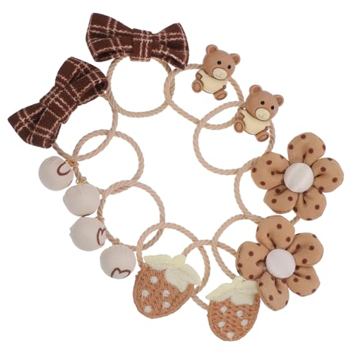 DRESSOOS 5er-pack Haargummis Mit Blumen- Und Bären-schleife Haar-accessoires Für Mädchen Haar-accessoires Für Mädchen Dekorative Haarseile Pferdeschwanzhalter von DRESSOOS