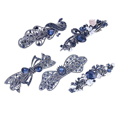DRESSOOS 5stücke Haarspangen Mit Strasssteinen Federclips Pferdeschwanz-clips Haarschmuck Für Frauen Und Mädchen von DRESSOOS