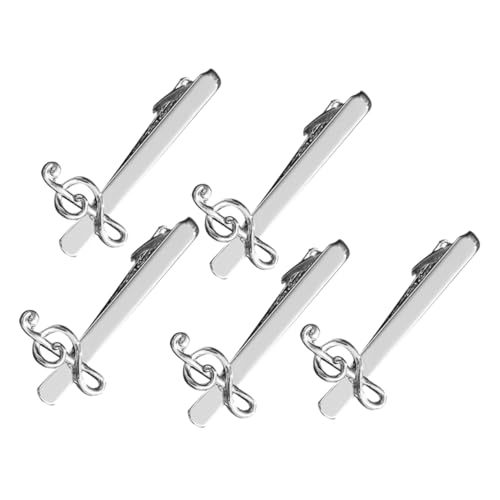 DRESSOOS 5 Stück Teiliges Metall Krawattenklammern mit Musiknotenmotiv für Herren Starke Haftung Langlebig Modisches Business und Freizeitaccessoire für Hemden und Anzüge bei Meetings und von DRESSOOS