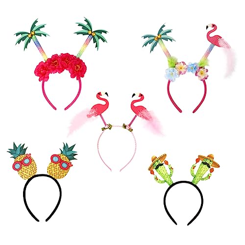 DRESSOOS 5 Stück Tropischer Pflanzenkopf Reifen Ananas-stirnband Ananas Haarschmuck Obststirnband Flamingo-partydekorationen Dekoratives Stirnband Flamingo-kopfschmuck Ananas Plastik von DRESSOOS