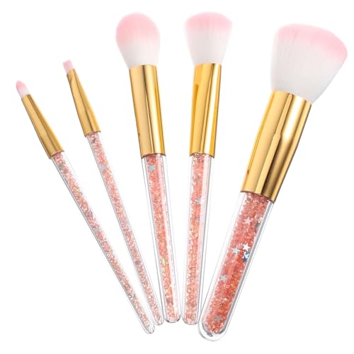 DRESSOOS 5stücke Teiliges Pinselset Für Make-up Hochwertige Kosmetik-pinsel Für Foundation Puder Und Augenbrauen Für Frauen Transparentes Design Mit Goldenen Akzenten Und Langlebigen von DRESSOOS