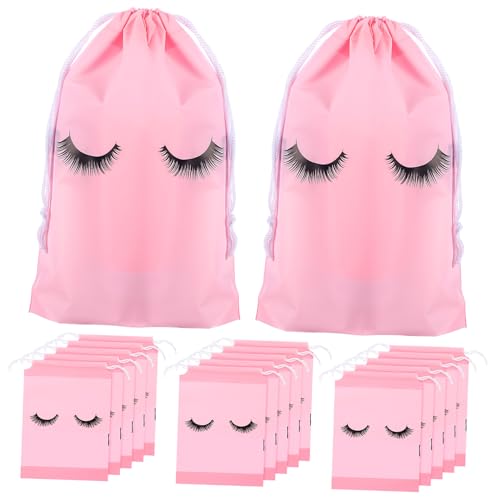 DRESSOOS 50stücke Kosmetikbeutel Mit Kordelzug Make-up-Tasche Aus Eva-Material Und Langlebig Reise-Organizer-Tasche Mit Wimpernmuster Für Kosmetika Und Toilettenartikel von DRESSOOS