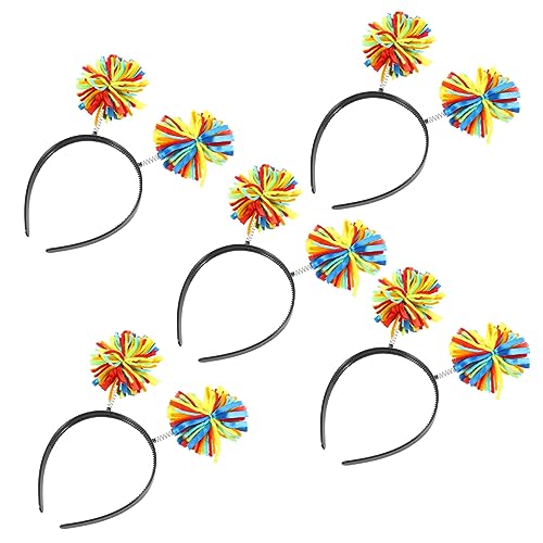 DRESSOOS 5St Bobo-Ball-Stirnband Stirnbänder für Kinder Damen-Stirnband fasching haarschmuck faschings haarschmuck Haargummi Haarreifen Pom-Stirnband Pop Kugel-Stirnband Bommel Zubehör von DRESSOOS