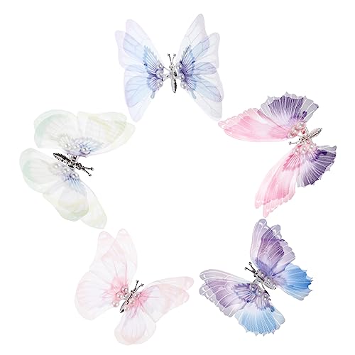 DRESSOOS 5stücke Haarspangen Schmetterling Für Mädchen Kleine Haarspangen Schmetterling Für Für Damen Zubehör Für Glatte Und Lockige Frisuren von DRESSOOS
