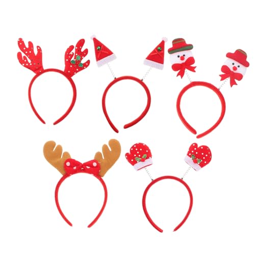 DRESSOOS 5er Set Weihnachts Haarreifen Dekorativer Weihnachtskopfschmuck Mit Santa Und Schneemann Motiven Für Kinderpartys Zufällige Muster Für Festliche Anlässe von DRESSOOS