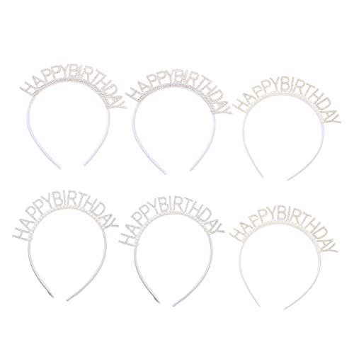 DRESSOOS 6 Stk Alles Zum Geburtstag Stirnband Perlenbesatz Geburtstagshut Stirnband Zum Ersten Geburtstag Haarstyling-accessoires Strassdekor Haarband Mädchen Strasssteine Damen Krone von DRESSOOS