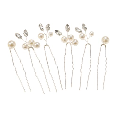 DRESSOOS 6stücke U-förmige Perlen Haarnadeln Für Braut Eleganter Haarschmuck Für Hochzeiten Und Besondere Anlässe Komfortabel Und Rutschfest Für Verschiedene Frisuren von DRESSOOS