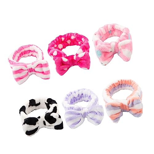 DRESSOOS 6stücke Teiliges Damen Haarschmuck Weiches Flanell-haarband Mit Schleifen Für Make-up Yoga Spa Und Freizeit Schnell Trocknend Und Absorbierend Bunten Designs von DRESSOOS