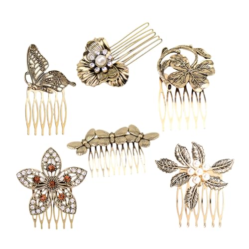 DRESSOOS 6 Stück Vintage Teiliges Haarkamm für Frauen Dekorative Perlen und Strass Steckkämme Langlebige Retro Haarspangen Vielseitig Einsetzbar als Haarschmuck für Mädchen und Besondere von DRESSOOS