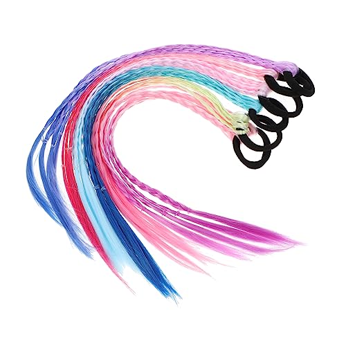 DRESSOOS 6 Stücke Pferdeschwanz- Zopf Seil Bunte Perücke Zöpfe Haar Verlängerung Mädchen Zubehör Für Party von DRESSOOS