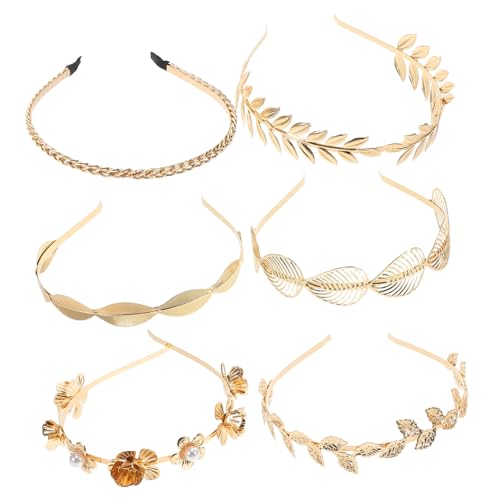 DRESSOOS 6stücke Perlen Haarreif Für Damen Metallstirnbänder Perlenstirnband Kopfbedeckung Für Hochzeit Stirnbänder Für Mädchen Perlenhaarbänder Mädchenstirnbänder Metalltiara von DRESSOOS