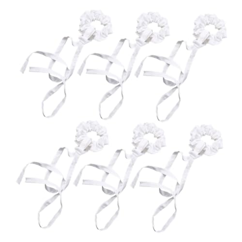 6st Haarring Scrunchies Haargummis Haarband-haargummis Haargummis-armband Haarbänder Für Mädchen Lange Haarbänder Krawatte Schleife Fräulein Reine Baumwolle Weiß von DRESSOOS