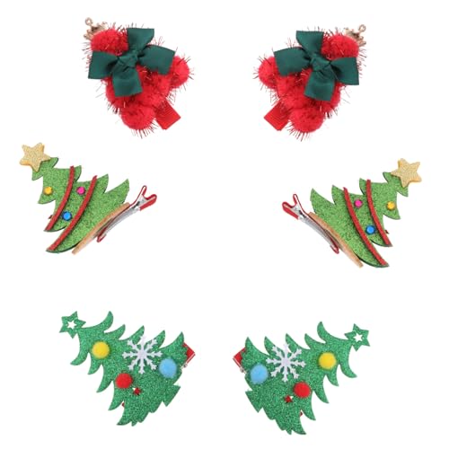 DRESSOOS 6St Weihnachtsbaum-Haarspangen Haar Klammern Haarspangen für Kinder haarspange weihnachten weihnachtshaarspangen Schmücken Haarnadeln Weihnachtsspangen Party-Haarspangen roter Rand von DRESSOOS