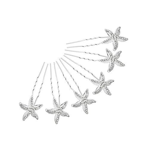 DRESSOOS 6st Haarstock Braut Hochzeit Kopfbedeckungen Haarspangen Für Mädchen Braut Kopfschmuck Hochzeitshaarspangen Für Bräute Haarspangen Mit Strass Stern Haarspangen Braut-tiara Silver von DRESSOOS