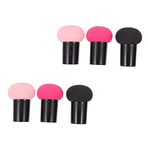 DRESSOOS 6 Stück Kosmetische Make up Schwämme Pilz Design Mit Griff Für Flüssige Grundierung Rosa Schwarz Pink Für Frauen Makeup Zubehör von DRESSOOS