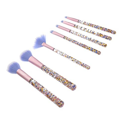DRESSOOS Kosmetikpinsel 7 Teiliges Make up Pinsel Set Mit Transparenten Kristallgriffen Kompakte Kosmetik Tools Für Frauen Ideal Für Reisen Und Tägliches Make up Make up Pinsel Für Der Reise von DRESSOOS