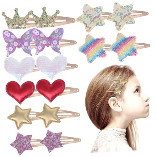 DRESSOOS 8 Paare Haarspangen Für Mädchen Stern-haarnadel Haarspangen Weihnachten Glitzernde Haarstyling-accessoires Haarspangen Mit Schmetterlingen Baby Vielfalt Kunstleder Partybedarf von DRESSOOS