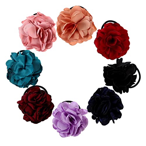 DRESSOOS Luxuriöse Blumen-haarseile Mädchen-kopfschmuck Haarbänder Material Haargummis Für Frauen Elastische Pferdeschwanzhalter Set von DRESSOOS