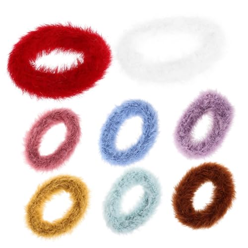 DRESSOOS 8 Stück Teiliges Bunte Plüsch Haargummis für Junge Mädchen und Mädchen Elastisch Weich Leicht Langlebig Rutschfest Schonend für Zarte Haare als Dekorativer Haarschmuck und von DRESSOOS