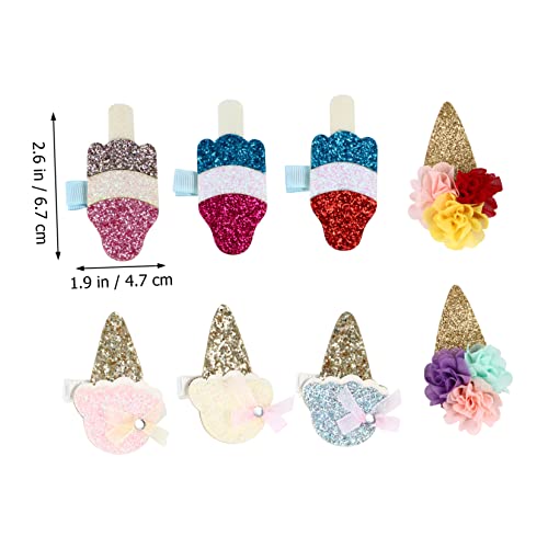 DRESSOOS 8 Stück Teiliges Haarschmuck für Mädchen Funkelnde Eiscreme Haarspangen mit Pailletten Bunte Glitzer Haarnadeln Langlebig und Sicher für Festtage und Alltag von DRESSOOS