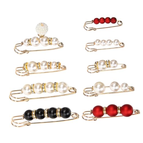 DRESSOOS 9 Stück Teiliges Strickjacken Clip mit Perlenbroschen Leichte Damen Kleid Clips für Kleidung und Schals Modische Schmucknadel für Pullover und Cardigans Vielseitiges Accessoire von DRESSOOS