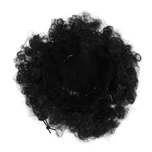 DRESSOOS Afrikanisches Echthaar Locken-dutt Haarteile Hochsteckfrisur Haarverlängerung Dutt Mit Kordelzug Pferdeschwanz-extensions Für Frauen Und Mädchen Schwarz von DRESSOOS