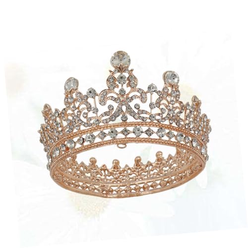 DRESSOOS Barocke Damen Haarkrone mit Funkelnden Kristallen Runde Braut Tiara aus Rosenvergoldung Eleganter Haarschmuck für Hochzeiten Verziert mit Strahlenden Strasssteinen Perfektes von DRESSOOS