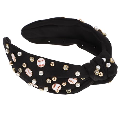 DRESSOOS Baseball-Knoten-Stirnband Stirnbänder für Damen modische Stirnbänder shöne bescherung hochzeitshaar schmuck Baseballbälle Haarbänder Damen-Stirnband Baseball-Haar-Accessoires Mode von DRESSOOS