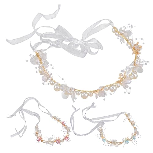 DRESSOOS Blumenkronen-set Für Mädchen – Haarreif Mit Blumen- Und Blätter-design Haarschmuck Für Mädchen 3-teilig von DRESSOOS