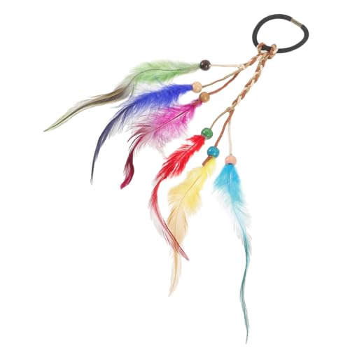 DRESSOOS Bohemian Plume Kopfschmuck Haargummis Für Damen Festival Kostüm Zubehör Haarband Mit Federn Und Perlen Für Maskeraden Karneval Strandpartys von DRESSOOS