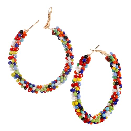 DRESSOOS Boho Resin Perlenohrringe Damen Anhänger Hängend Leicht Tragbar Trendiger Stil Ethnisch Chic Schmuck von DRESSOOS