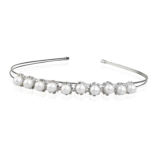 DRESSOOS Braut Haarreif Mit Perlen Und Kristallen Elegantes Stirnband Für Hochzeiten Bälle Und Besondere Anlässe Hochwertiges Material Atemberaubendes Design Für Damen von DRESSOOS
