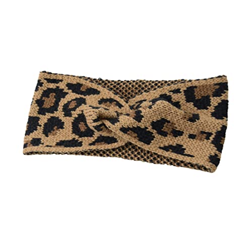 DRESSOOS Leopardenmuster Stirnband Für Damen Breites Strick Stirnband Haarband Mit Leopardenmuster Haarschmuck Für Frauen Und Mädchen von DRESSOOS