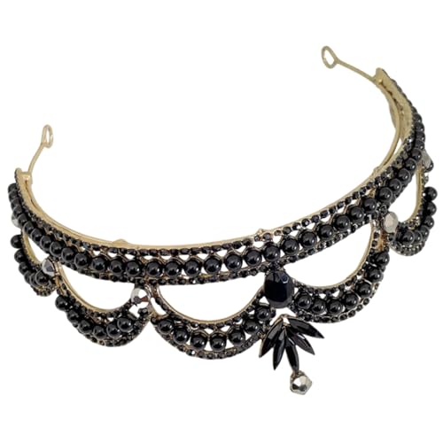 DRESSOOS Bridal Crown Tiara Für Frauen Elegantes Haarschmuck Mit Strass Für Hochzeiten Geburtstagsfeiern Und Besondere Anlässe Leicht Und Langlebig Schwarzes Design von DRESSOOS