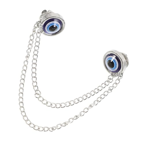 DRESSOOS Brosche mit Blauem Augenmotiv für Männer Modischer Anstecknadel Clip für Hemden Jacken und Pullover Kette und Tassel Design für Formelle und Outfits Silber von DRESSOOS