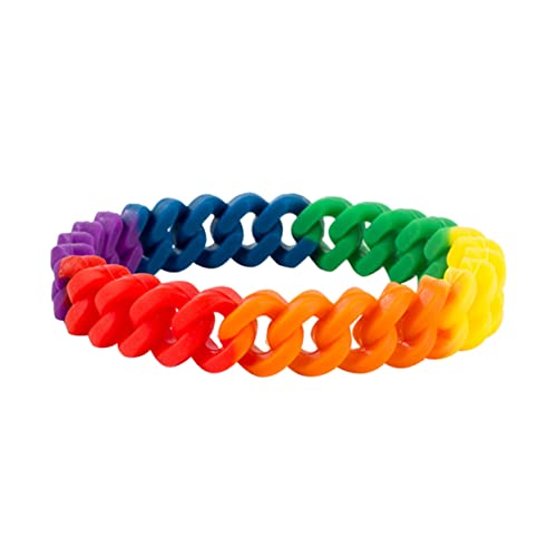 DRESSOOS Buntes Silikon Rainbow Bangle Armband Weiches Langlebiges Material Modisches Unisex Accessoire für Alltag und Party Verstellbar Hautfreundlich Perfektes für Mädchen und Frauen von DRESSOOS